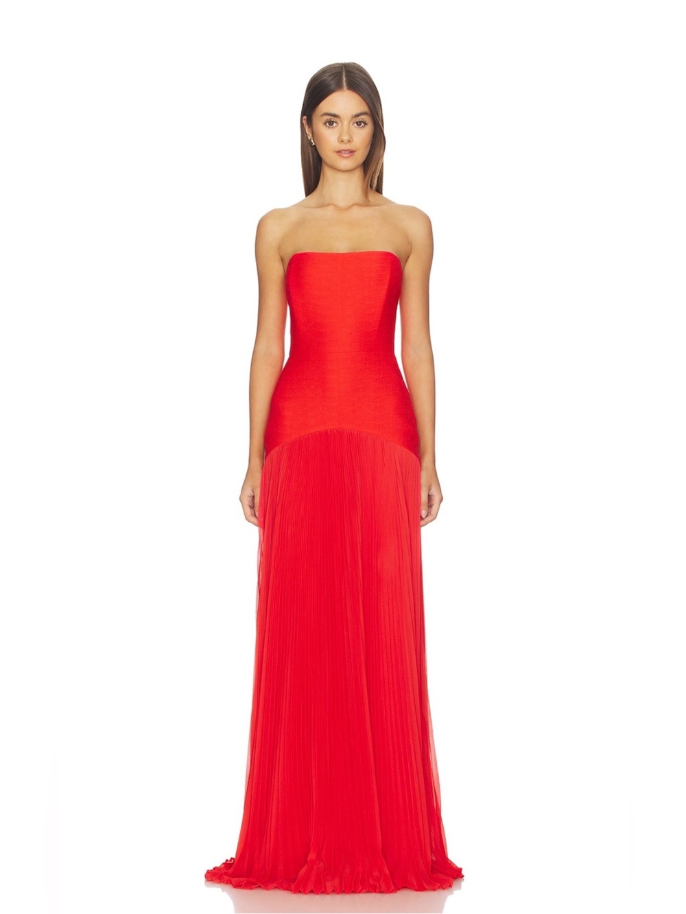 Alexis Sunniva Dress Strapless Formal Gown Pleated red sz 4